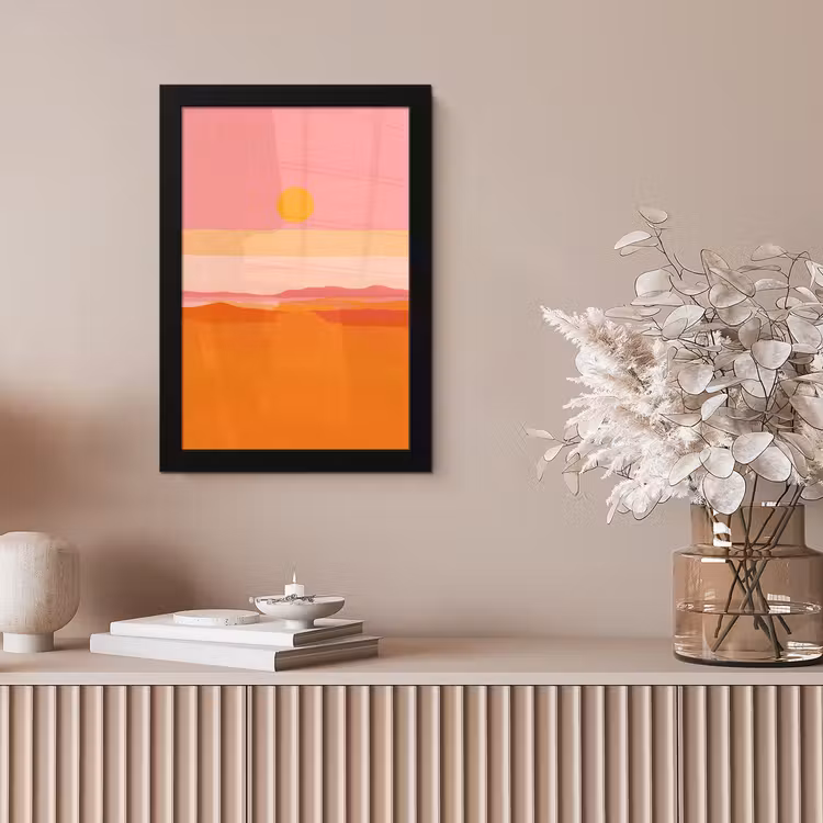 Zon - Abstract - Landschap - Oranje fotolijst zwart zonder passe partout klein -sfeer5