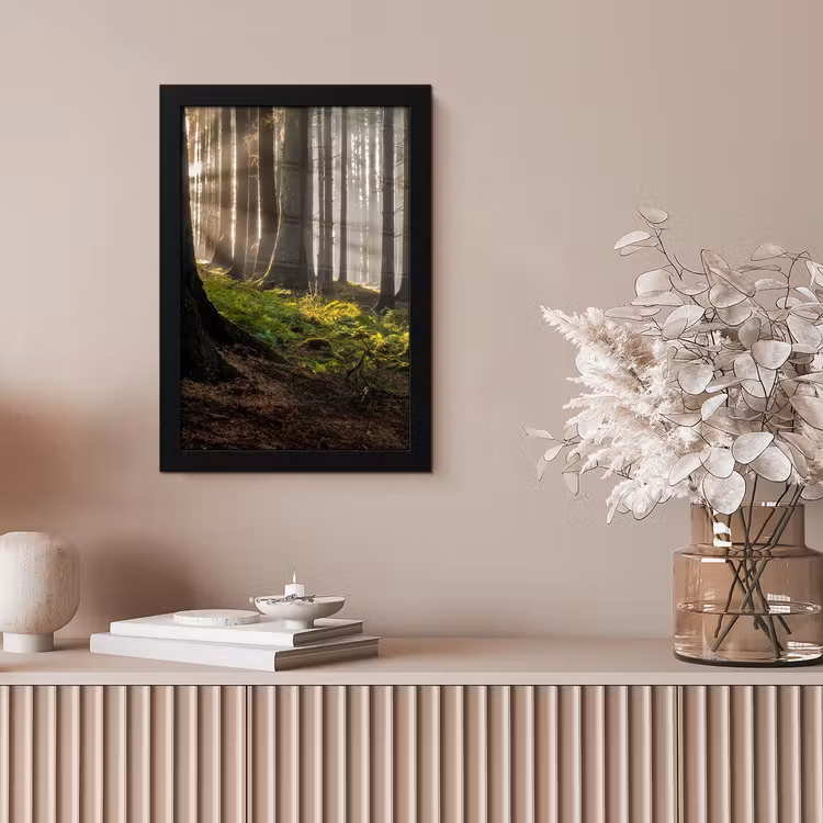 Zon - Takken - Bomen - Bos - Natuur fotolijst zwart zonder passe partout klein -sfeer5