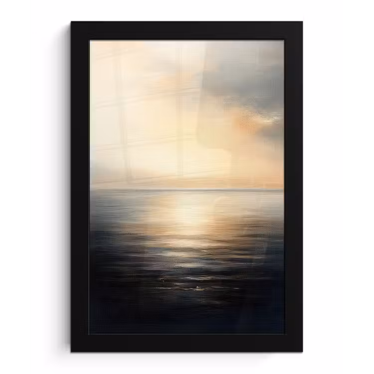 Zon - Horizon - Zee fotolijst zwart zonder passe partout klein -3d