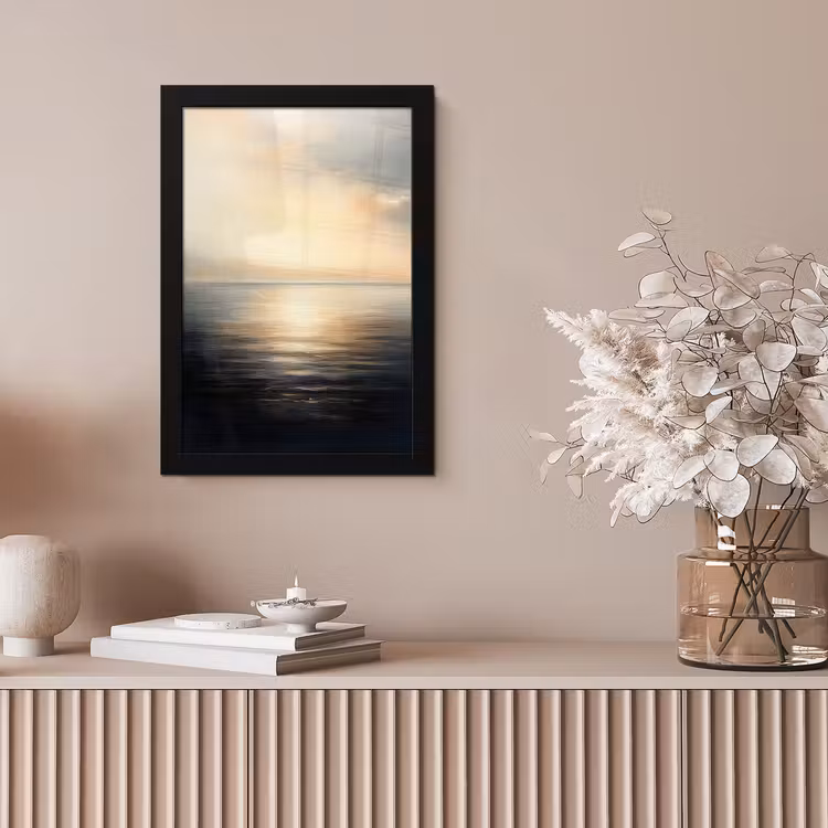 Zon - Horizon - Zee fotolijst zwart zonder passe partout klein -sfeer5