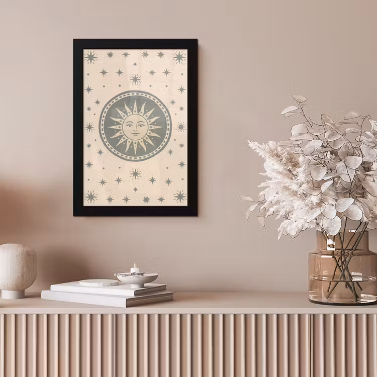Zon - Sterren - Astrologie - Vintage - Groen fotolijst zwart zonder passe partout klein -sfeer5