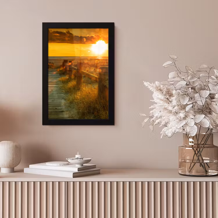 Zon - Strand - Duin - Horizon - Gras - Pad - Oranje fotolijst zwart zonder passe partout klein -sfeer5