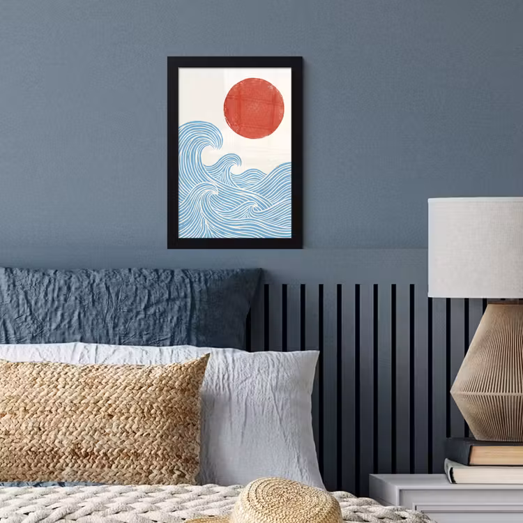 Zon - Golven - Oceaan - Abstract - Rood fotolijst zwart zonder passe partout klein -sfeer3