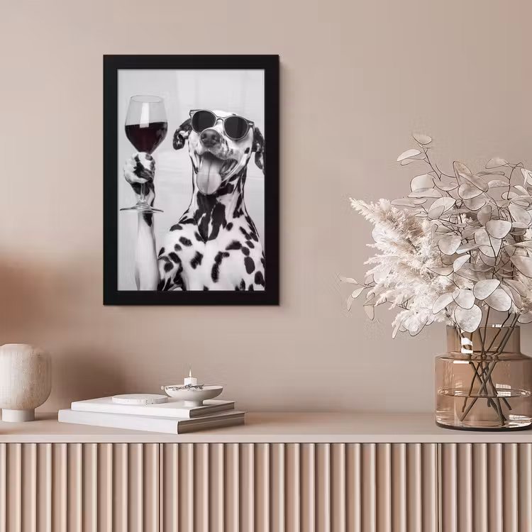 Zonnebril - Dalmatiër - Wijnglas - Tong fotolijst zwart zonder passe partout klein -sfeer5