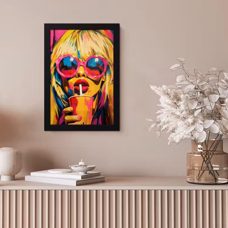 Zonnebril - Roze - Vrouw - Rietje fotolijst zwart zonder passe partout klein -sfeer5
