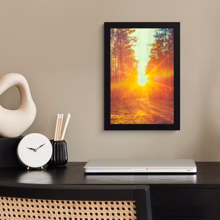 Zonsondergang - Bomen - Bos - Natuur fotolijst zwart zonder passe partout klein -sfeer1