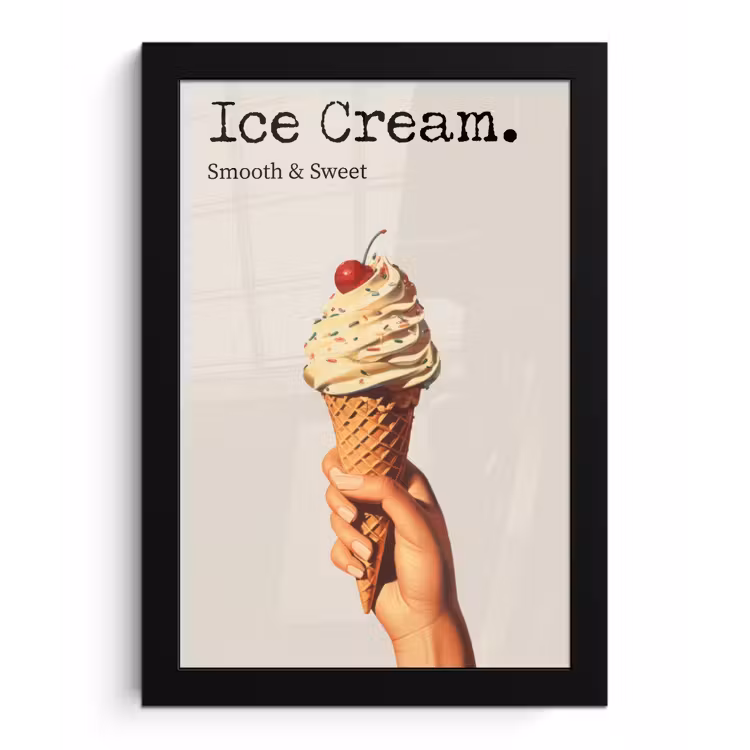Ice cream - Softijs - Kleurrijk - Kers fotolijst zwart zonder passe partout klein -3d