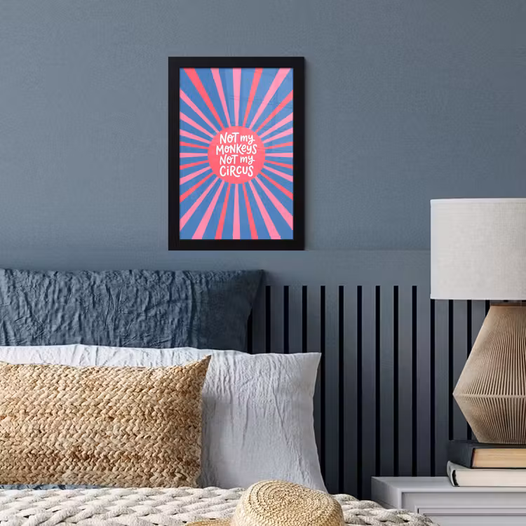 Spreuk - Grafisch - Abstract - Roze - Blauw fotolijst zwart zonder passe partout klein -sfeer3