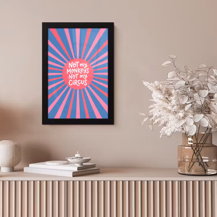 Spreuk - Grafisch - Abstract - Roze - Blauw fotolijst zwart zonder passe partout klein -sfeer5