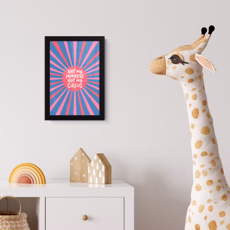 Spreuk - Grafisch - Abstract - Roze - Blauw fotolijst zwart zonder passe partout klein -usfeer4_kinderkamer