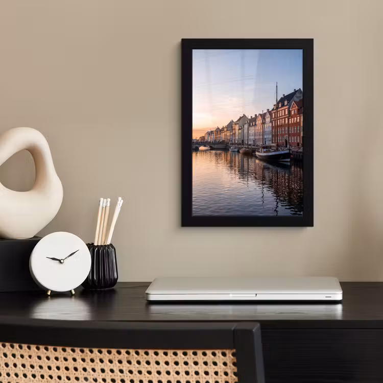 Stad - Gracht - Zonsondergang - Klassiek - Kleurrijk fotolijst zwart zonder passe partout klein -sfeer1