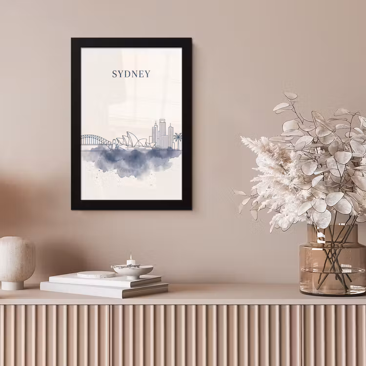 Stad - Skyline - Architectuur - Minimalistisch - Blauw fotolijst zwart zonder passe partout klein -sfeer5