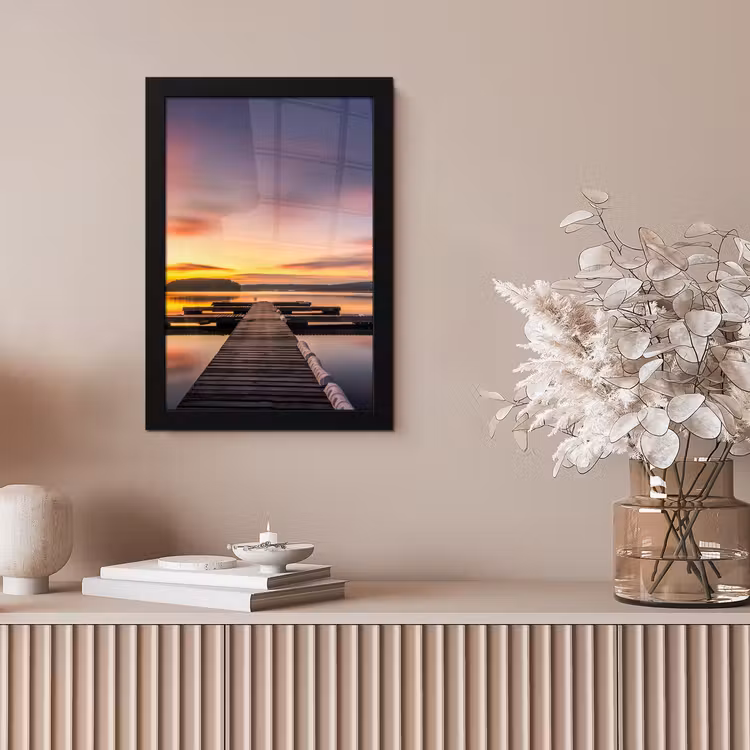 Steiger - Zonsondergang - Water - Zee - Reflectie fotolijst zwart zonder passe partout klein -sfeer5