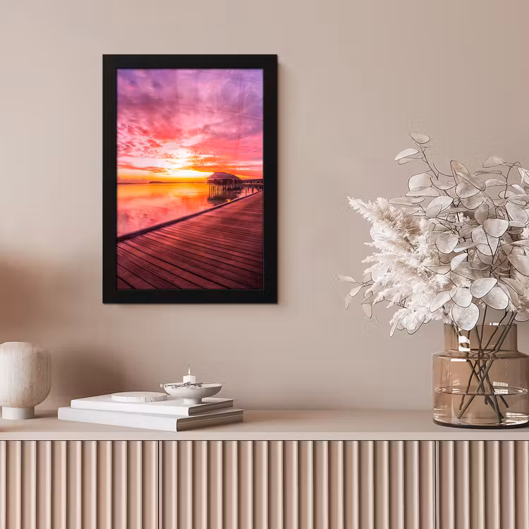 Steiger - Water - Zon - Roze - Horizon fotolijst zwart zonder passe partout klein -sfeer5