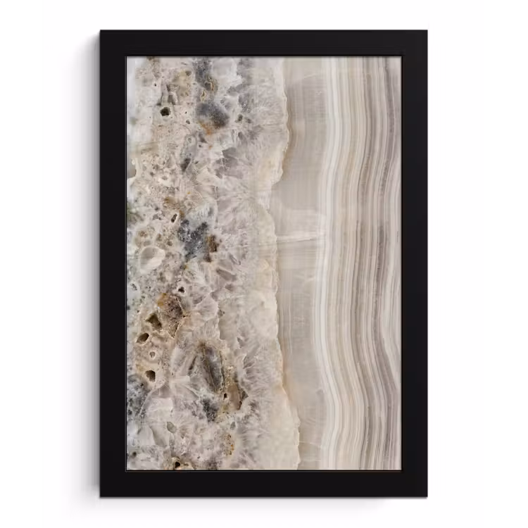 Steen - Textuur - Abstract - Beige - Wit fotolijst zwart zonder passe partout klein -3d
