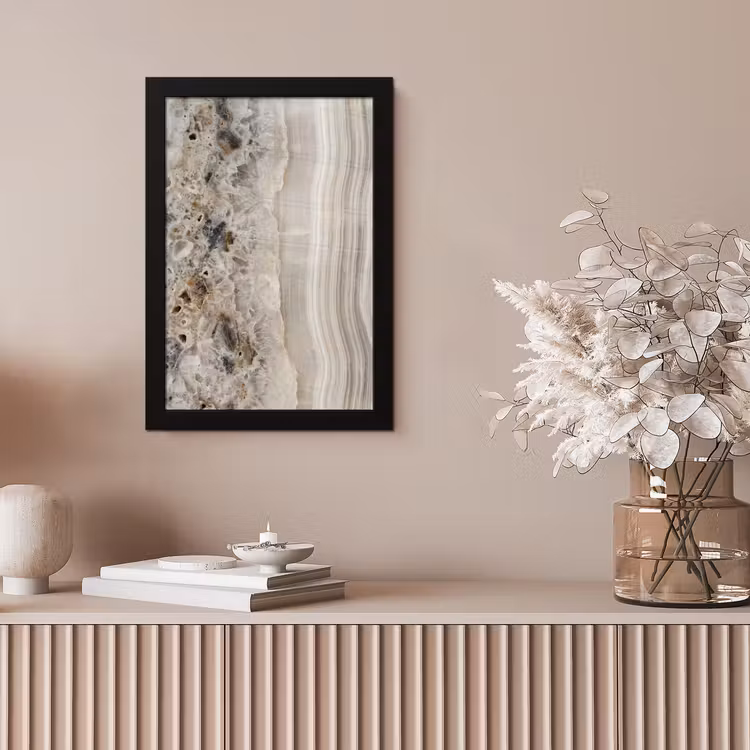 Steen - Textuur - Abstract - Beige - Wit fotolijst zwart zonder passe partout klein -sfeer5