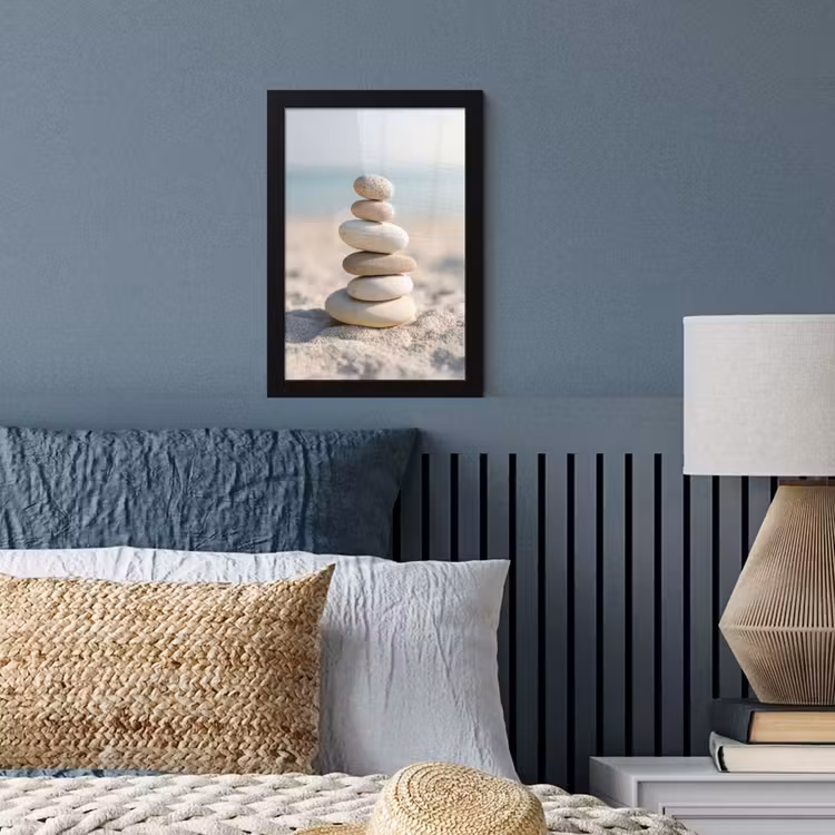 Stenen - Stapel - Zand - Zee fotolijst zwart zonder passe partout klein -sfeer3
