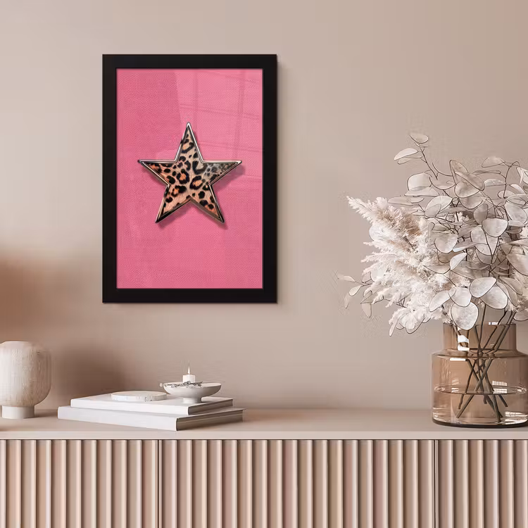 Ster - Luipaard - Print - Roze fotolijst zwart zonder passe partout klein -sfeer5