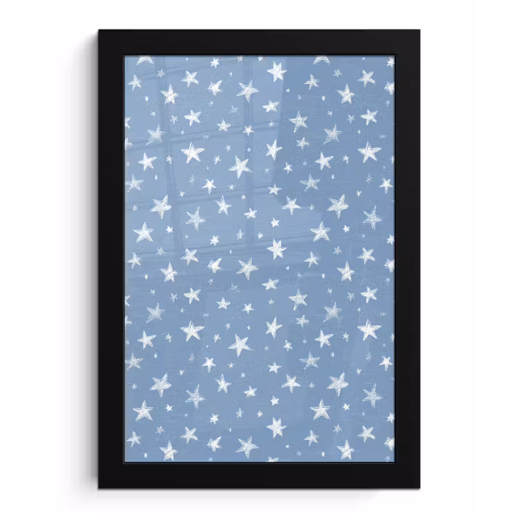 Sterretjes - Patroon - Blauw fotolijst zwart zonder passe partout klein 224 -3d