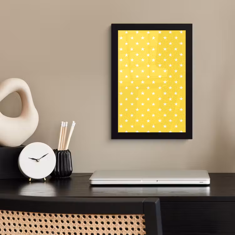 Sterren - Patroon - Minimalistisch - Geel fotolijst zwart zonder passe partout klein 224 -sfeer1