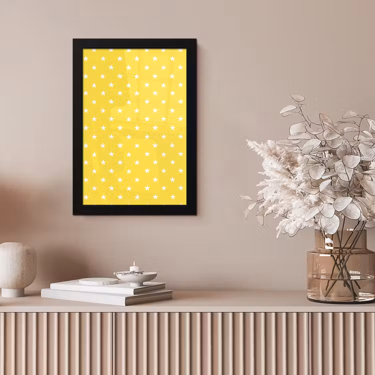 Sterren - Patroon - Minimalistisch - Geel fotolijst zwart zonder passe partout klein 224 -sfeer5