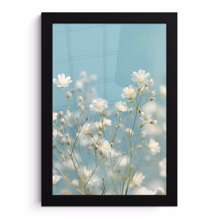Stengels - Bloemen - Lucht - Wit fotolijst zwart zonder passe partout klein -3d