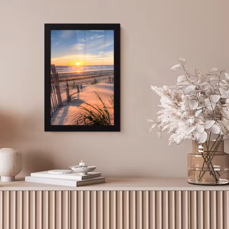 Strand - Zee - Duin - Zonsondergang - Landschap fotolijst zwart zonder passe partout klein -sfeer5