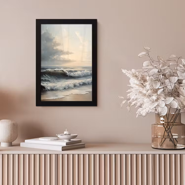 Strand - Zee - Zonsondergang fotolijst zwart zonder passe partout klein -sfeer5