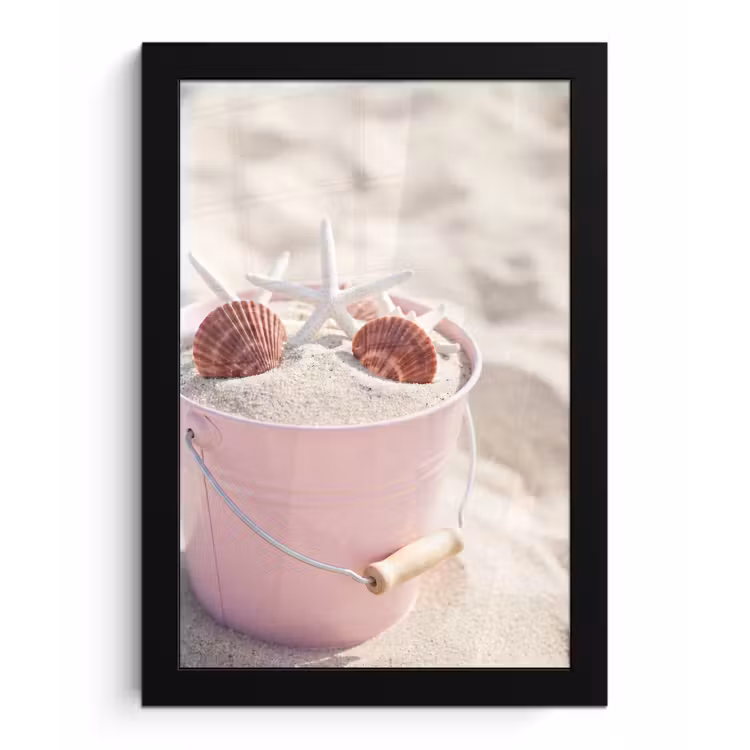 Strand - Schelpen - Zomer - Roze - Decoratie fotolijst zwart zonder passe partout klein -3d