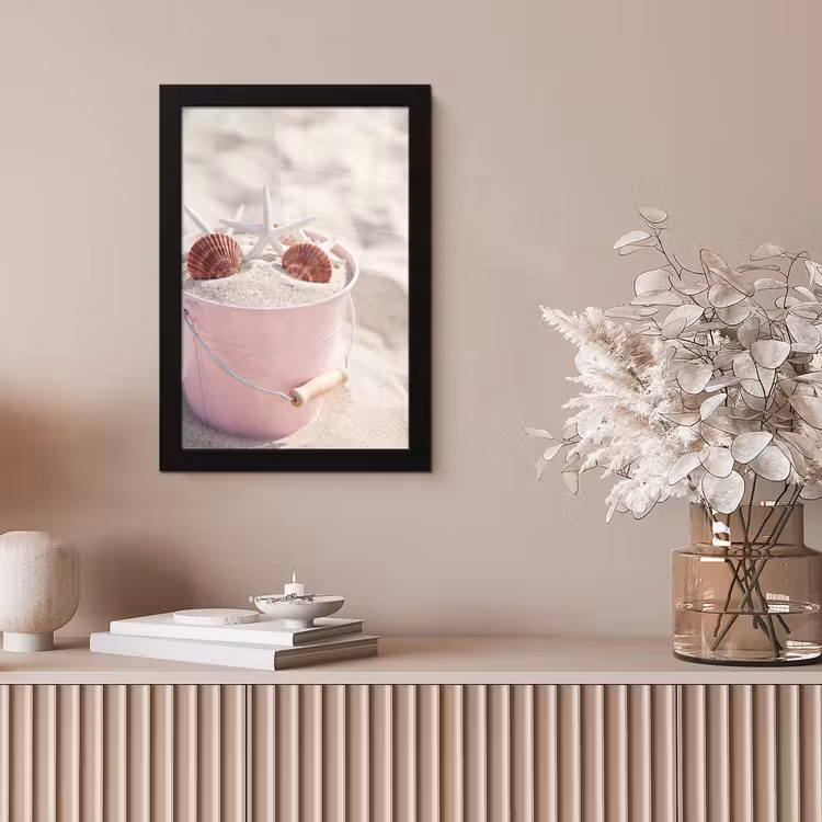 Strand - Schelpen - Zomer - Roze - Decoratie fotolijst zwart zonder passe partout klein -sfeer5