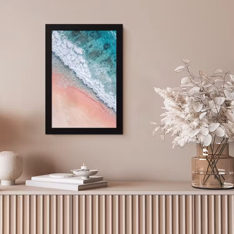 Strand - Oceaan - Golven - Roze Zand - Natuur fotolijst zwart zonder passe partout klein -sfeer5