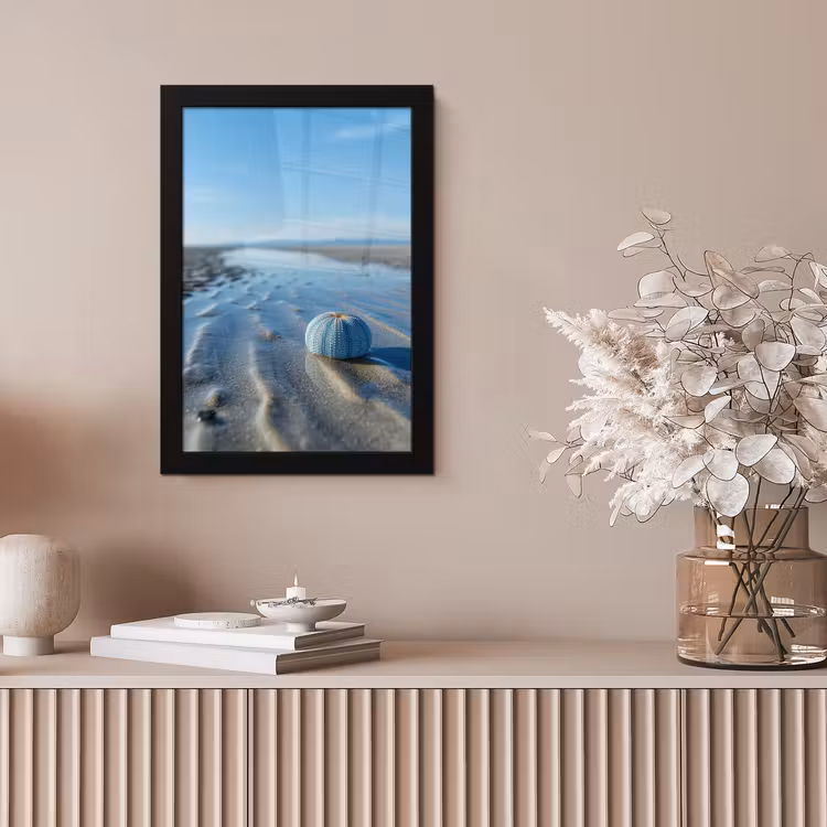 Strand - Schild - Water - Blauw fotolijst zwart zonder passe partout klein -sfeer5