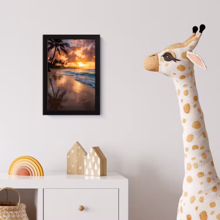 Strand - Zonsopgang - Tropisch - Natuur - Oranje fotolijst zwart zonder passe partout klein -usfeer4_kinderkamer