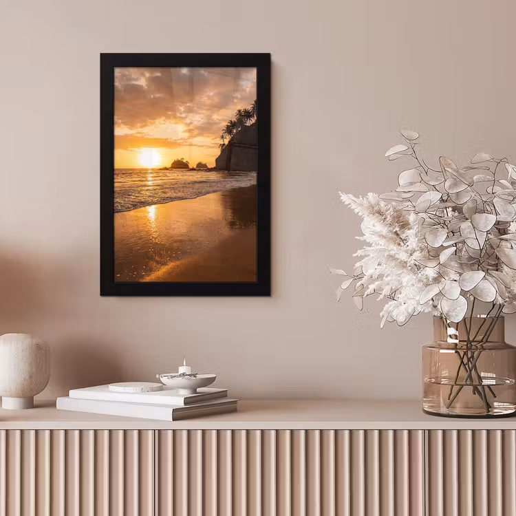 Strand - Zonsondergang - Natuur - Tropisch - Oranje fotolijst zwart zonder passe partout klein -sfeer5