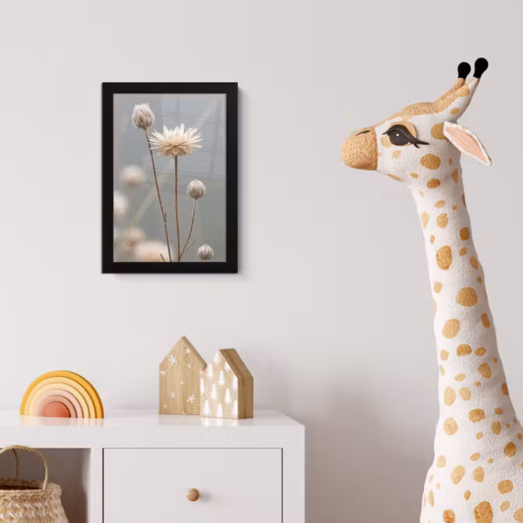 Strobloemen - Wit - Daglicht fotolijst zwart zonder passe partout klein -usfeer4_kinderkamer