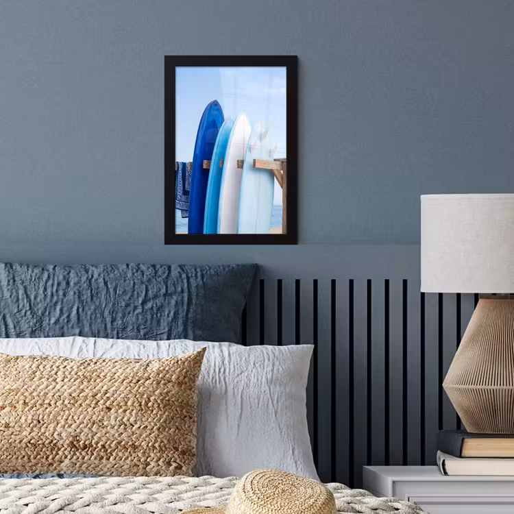 Surfplank - Strand - Zomer - Blauw - Water fotolijst zwart zonder passe partout klein -sfeer3