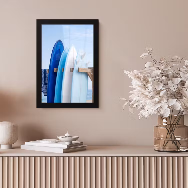 Surfplank - Strand - Zomer - Blauw - Water fotolijst zwart zonder passe partout klein -sfeer5