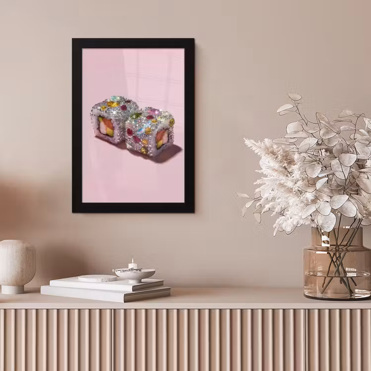 Sushi - Rolletjes - Steentjes - Kleurrijk fotolijst zwart zonder passe partout klein -sfeer5