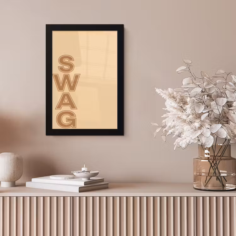 Swag - Bruin - Beige fotolijst zwart zonder passe partout klein -sfeer5