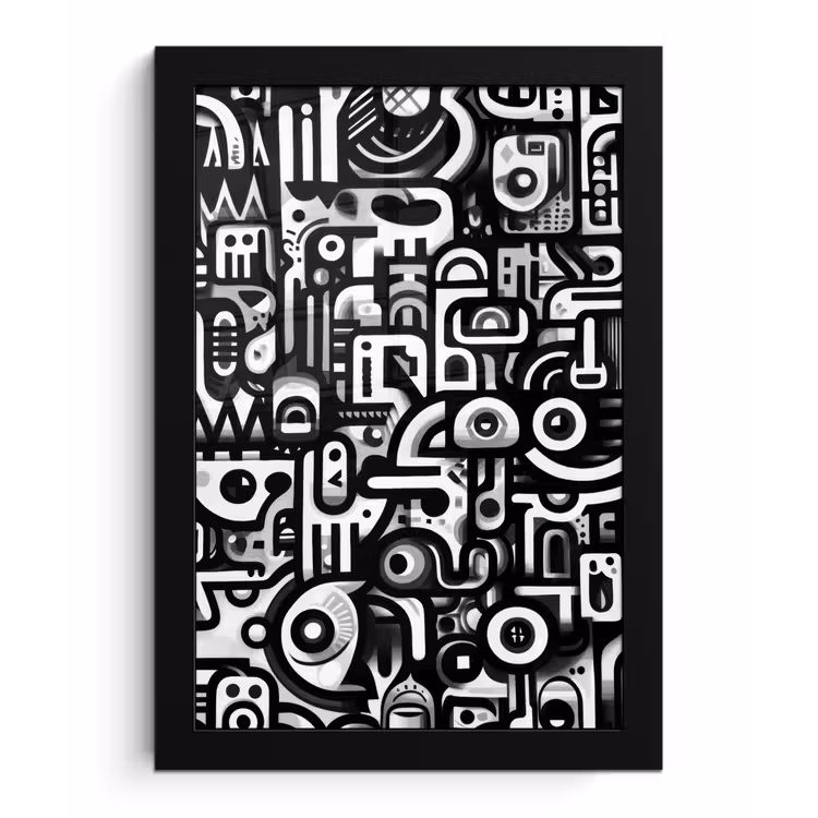 Symbolen - Abstract - Grafisch - Zwart fotolijst zwart zonder passe partout klein -3d