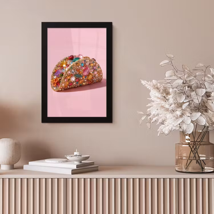 Taco - Kleurrijk - Edelstenen - Goud fotolijst zwart zonder passe partout klein -sfeer5