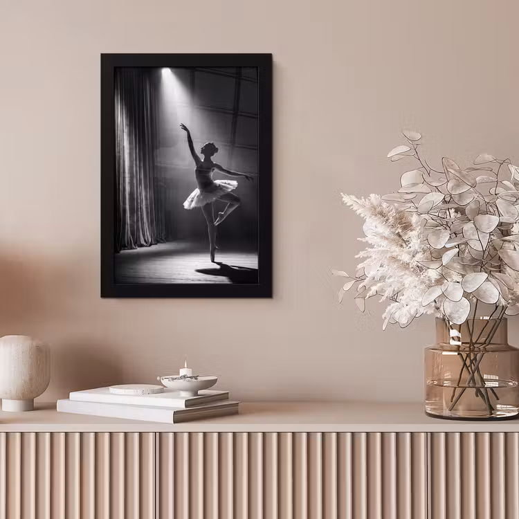 Danser - Podium - Zwart-wit - Kunst - Klassiek fotolijst zwart zonder passe partout klein -sfeer5