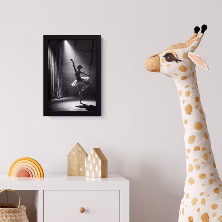Danser - Podium - Zwart-wit - Kunst - Klassiek fotolijst zwart zonder passe partout klein -usfeer4_kinderkamer