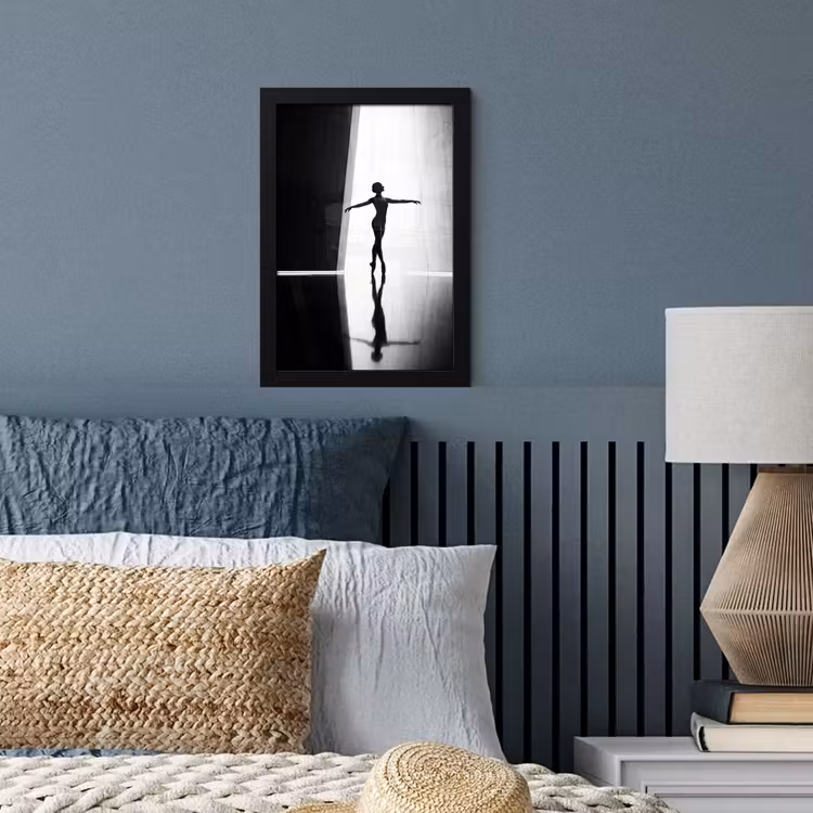 Danser - Silhouette - Kunst - Modern - Zwart-wit fotolijst zwart zonder passe partout klein -sfeer3