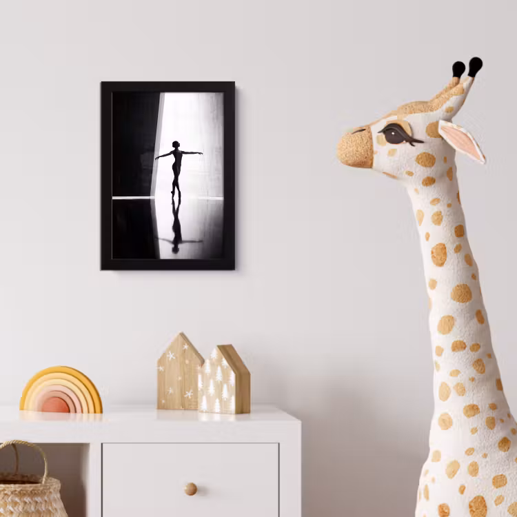 Danser - Silhouette - Kunst - Modern - Zwart-wit fotolijst zwart zonder passe partout klein -usfeer4_kinderkamer