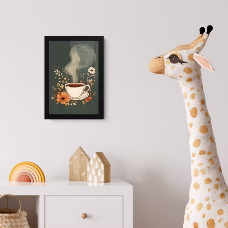 Kop - Bloemen - Groen - Koffie fotolijst zwart zonder passe partout klein -usfeer4_kinderkamer