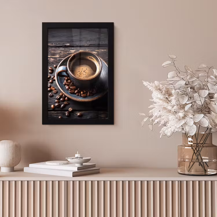 Kop - Koffie - Hout - Bonen fotolijst zwart zonder passe partout klein -sfeer5