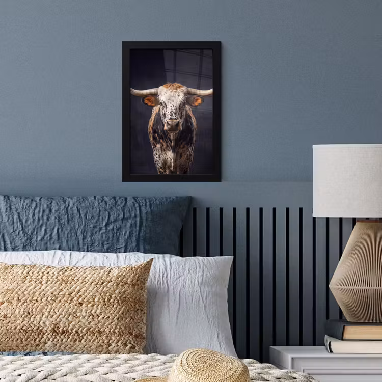 Stier - Kleurrijk - Hoorns fotolijst zwart zonder passe partout klein -sfeer3
