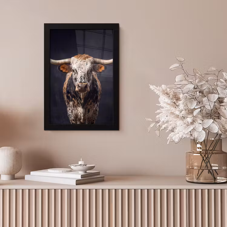 Stier - Kleurrijk - Hoorns fotolijst zwart zonder passe partout klein -sfeer5
