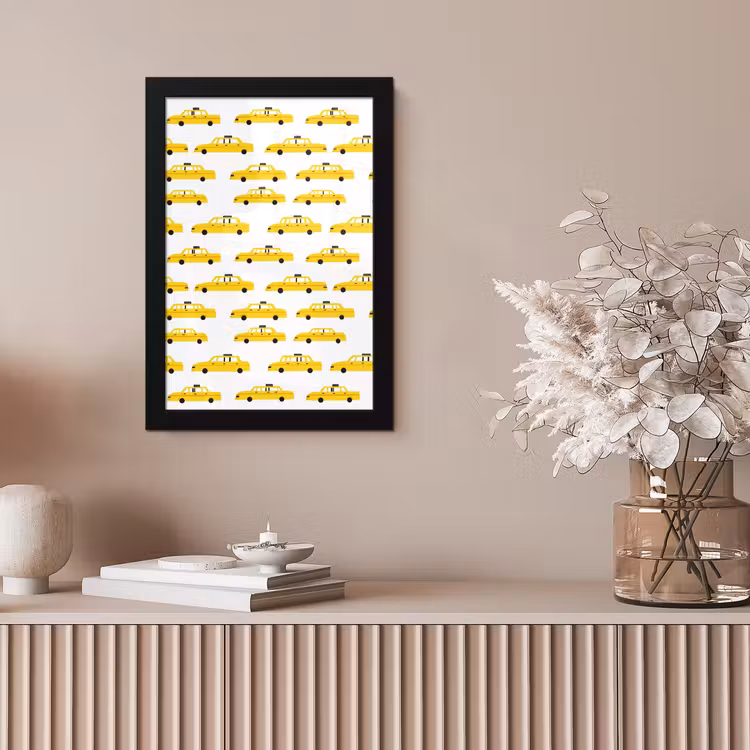 Taxi - Iconisch - Geel fotolijst zwart zonder passe partout klein 224 -sfeer5